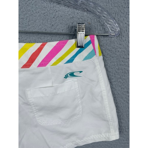 O'neill Junior Womens Size 3 White Swim Shorts Rainbow Waistband NWT - Picture 6 of 9